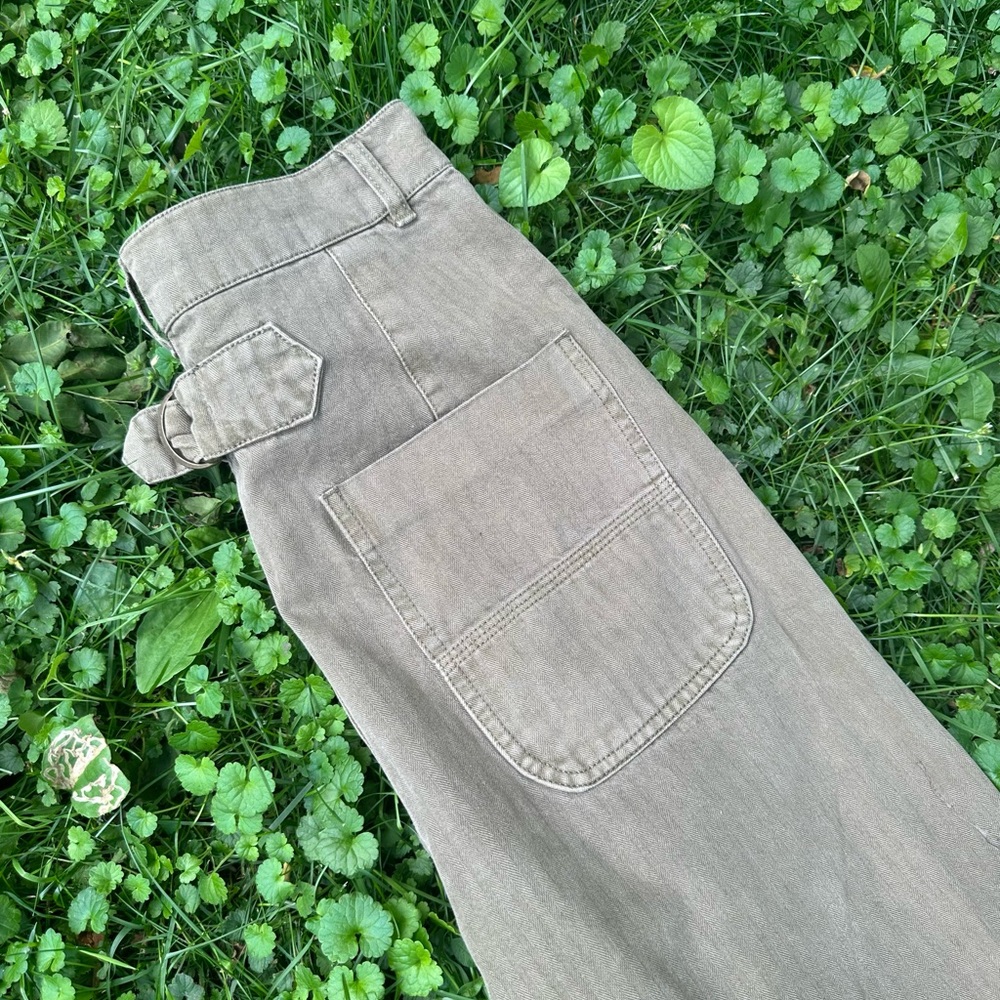 Free People Women’s Cropped Groucho Pants Size 4 Olive Green